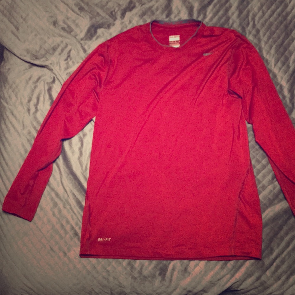 Nike Pro Dri-Fit Red Long Sleeve Athletic Shirt